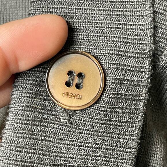 Fendi Long Sleeve V Neck Merino Wool Cardigan Sweater Gray IT 44 US 8 - Picture 5 of 13